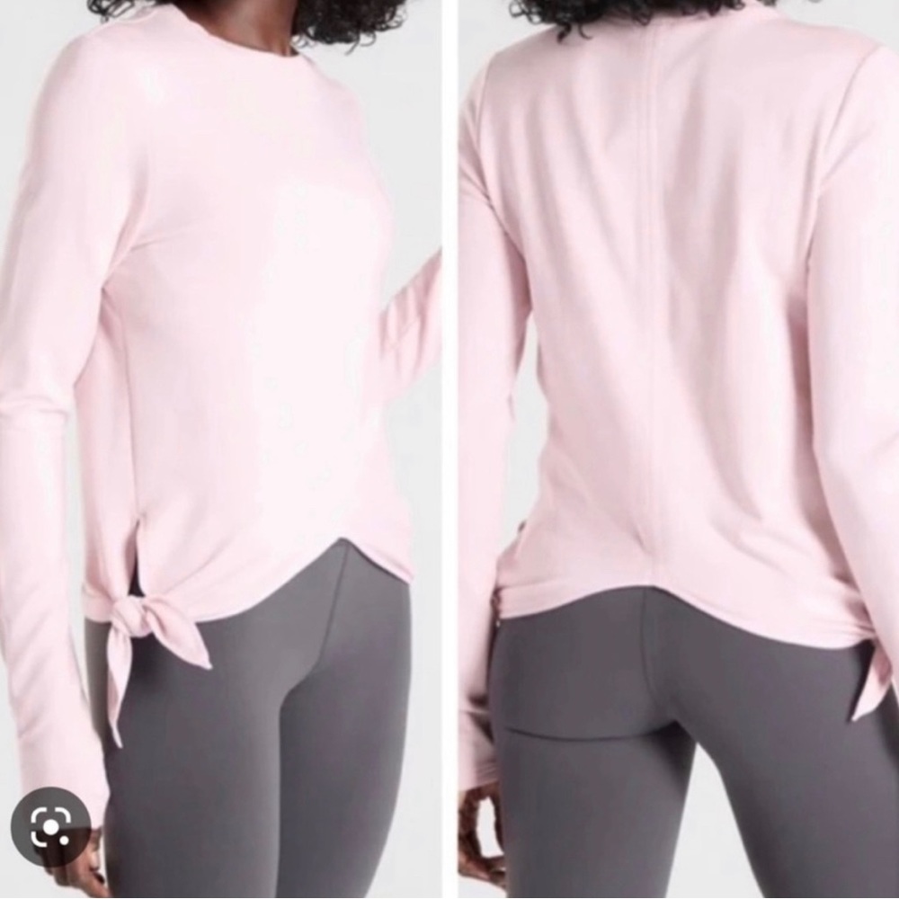 Athleta SAMSARA side tie sweatshirt IN PALE PINK